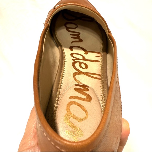 Sam Edelman Women Tan Leather Loafers Sz 8.5M Casual Office Everyday Gold Mental - Picture 6 of 9